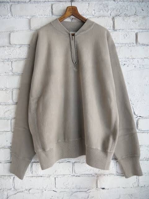 A.PRESSE Vintage Half Zip Rib Collar Sweatshirt