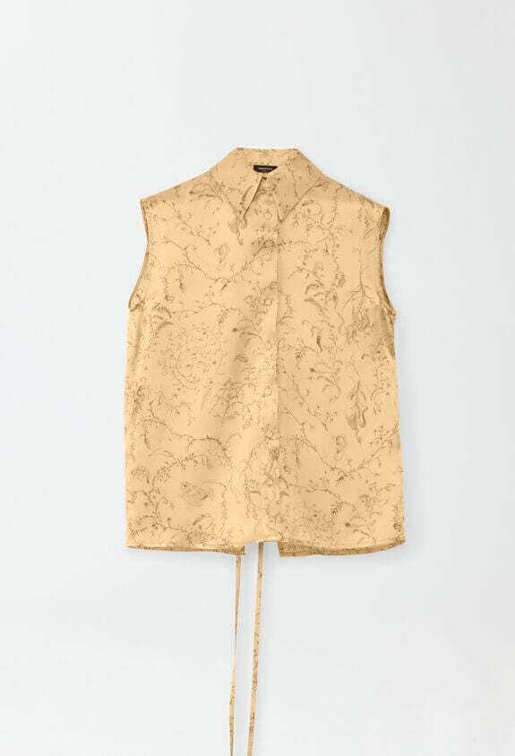 Fabiana Filippi PRINTED SATIN SLEEVELESS SHIRT WITH BACK OPENING