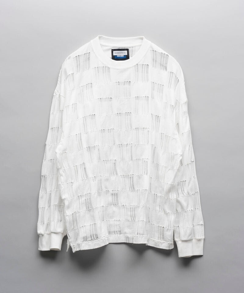 MAISON SPECIAL Check Jacquard Prime-Over Crew Neck Knit Pullover