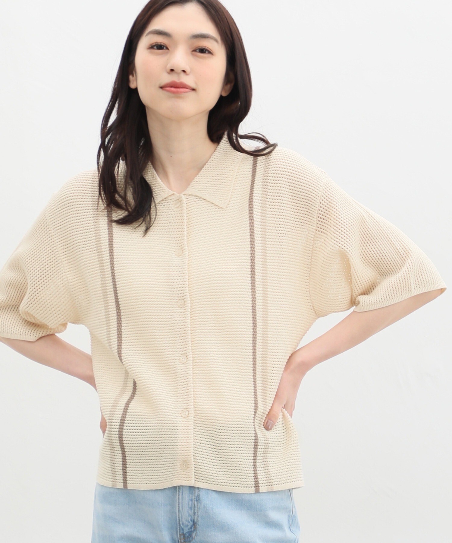 Honeys ５分袖衿付カーディガン