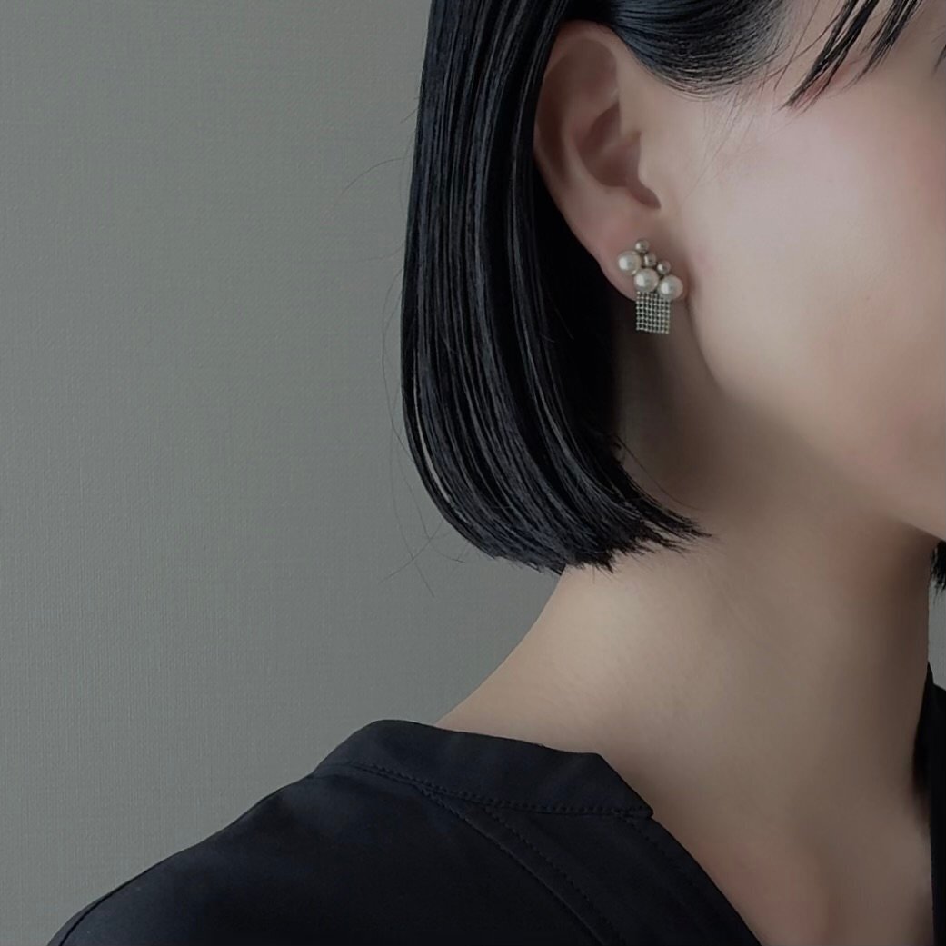 L’ARC 【pearl】ball×chain ピアス
