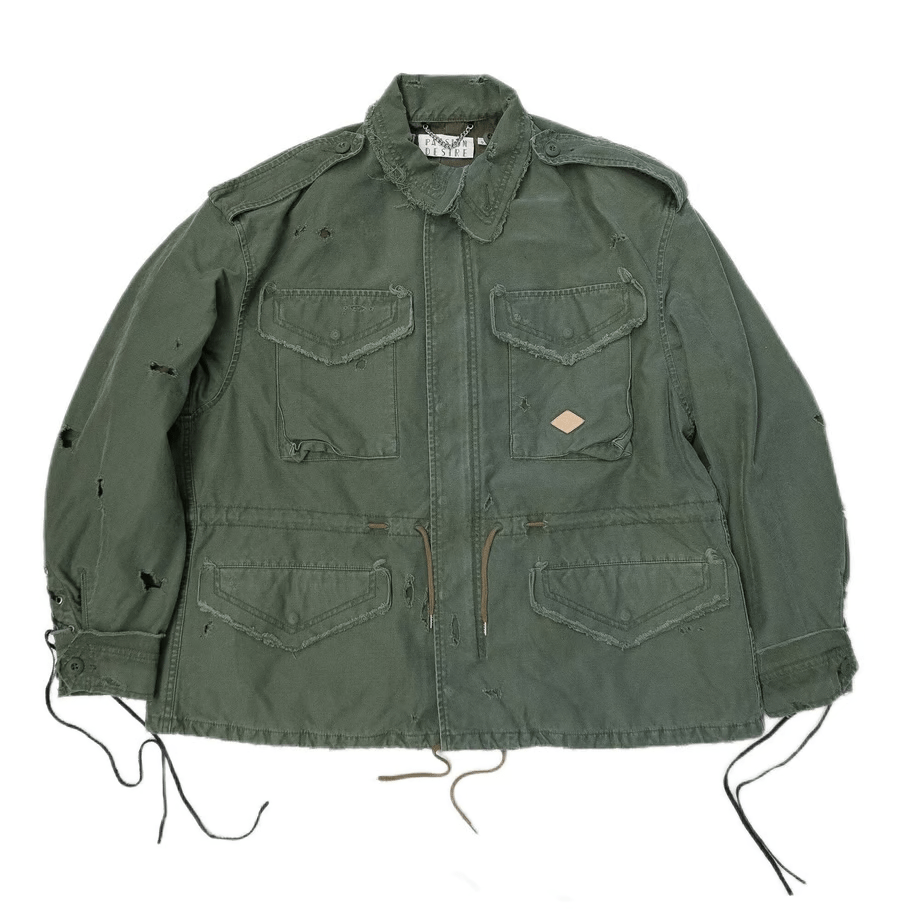 el conductorH DISTRESSED COTTON LACEUP FIELD JKT