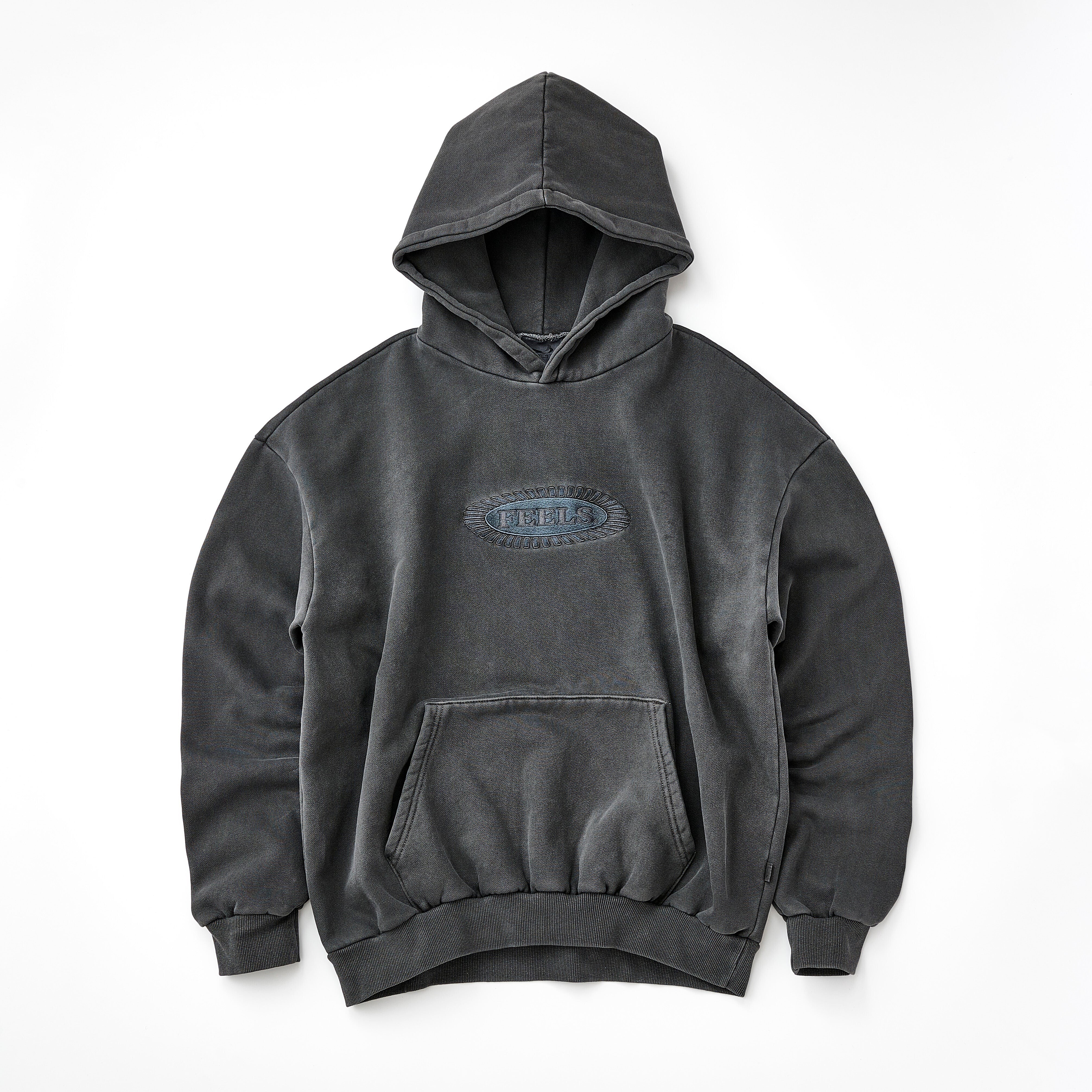 FEELS. PIGMENT DYE HOODIE BLACK