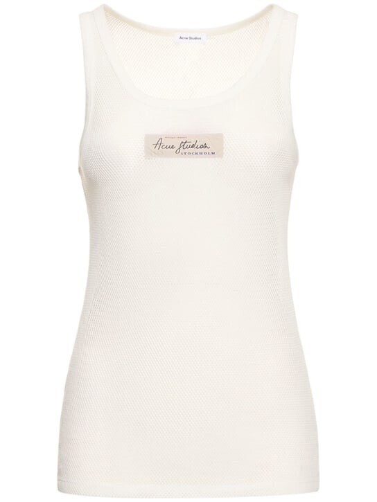 Acne Studios Logo mesh cotton tank top