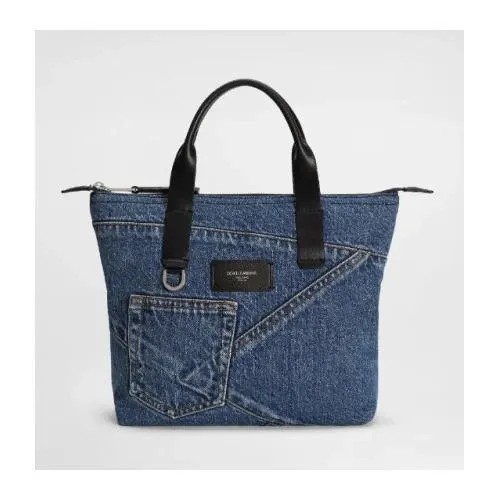 DOLCE & GABBANA パッチワークデニム スモール ショッピングバッグ