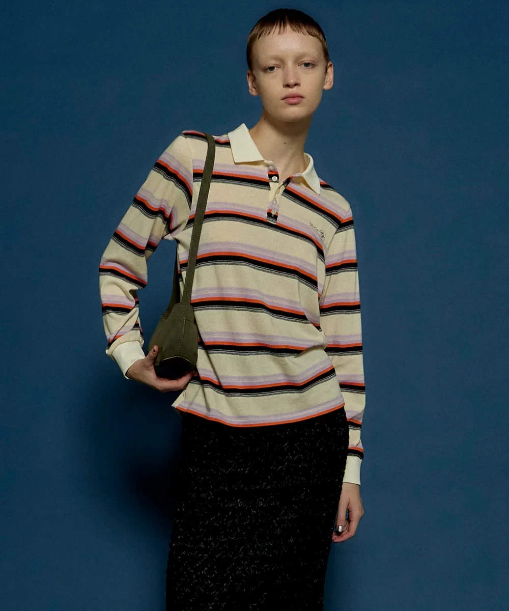 MAISON SPECIAL Multi Border Polo Shirt