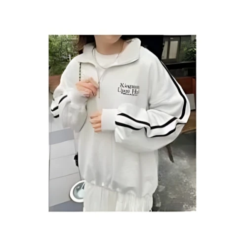 Discoat サイドラインワンポイント刺繍ロゴハーフジップスウェット
