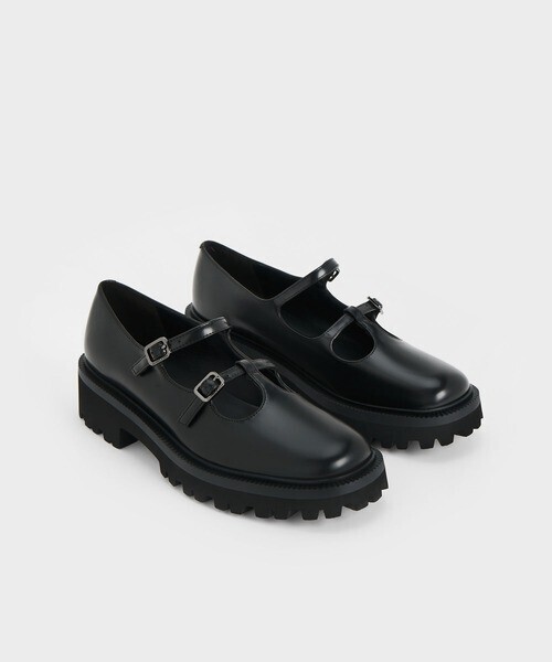 CHARLES & KEITH ダブルストラップ ティーバーチャンキーメリージェーン