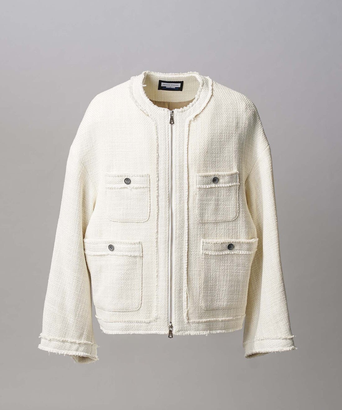 MAISON SPECIAL Collarless Tweed Jacket