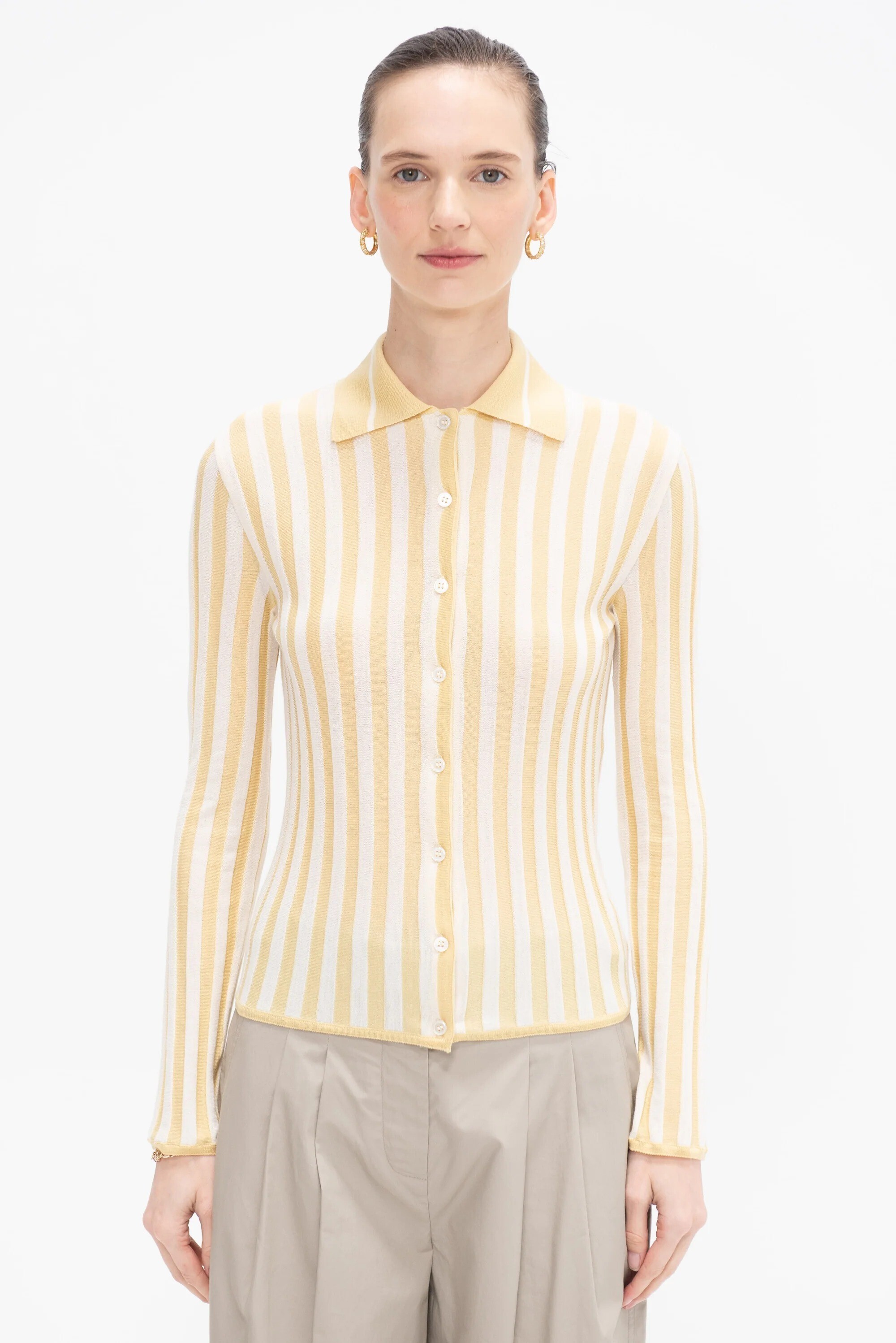 PLAN C Shirt Collar Cardigan