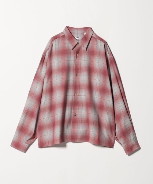 H BEAUTY&YOUTH <H>ウール オンブレチェック ワイド レギュラーカラーシャツ
