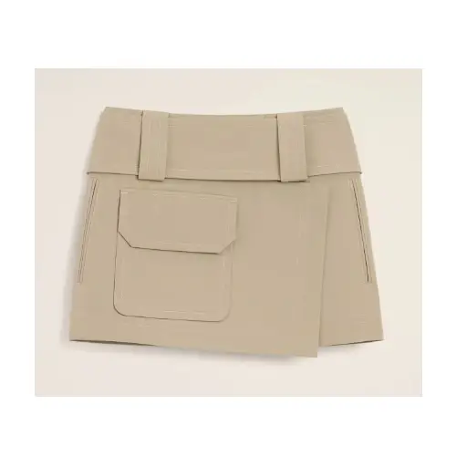 AMI Paris ベージュコットン ラップミニスカート