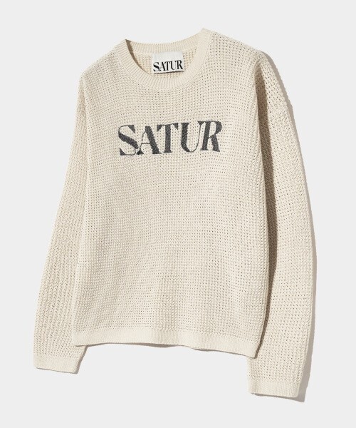 SATUR Logo Embroidery Crew Neck Knit Resort