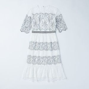 RICK RHE Black & White Estate Chantilly Lace Dress