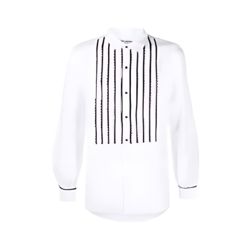 SAINT LAURENT contrasting lace-detail shirt