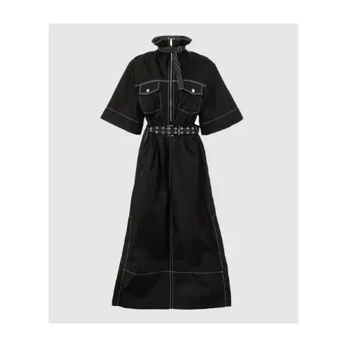 GANNI Duchesse Nylon Cowl Neck Long Dress