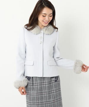 MISCH MASCH ファー付きビジューショートコート
