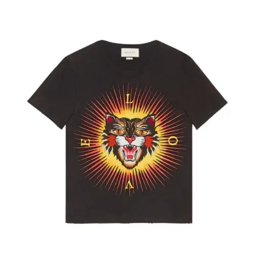GUCCI アングリーキャット刺繍 Tシャツ