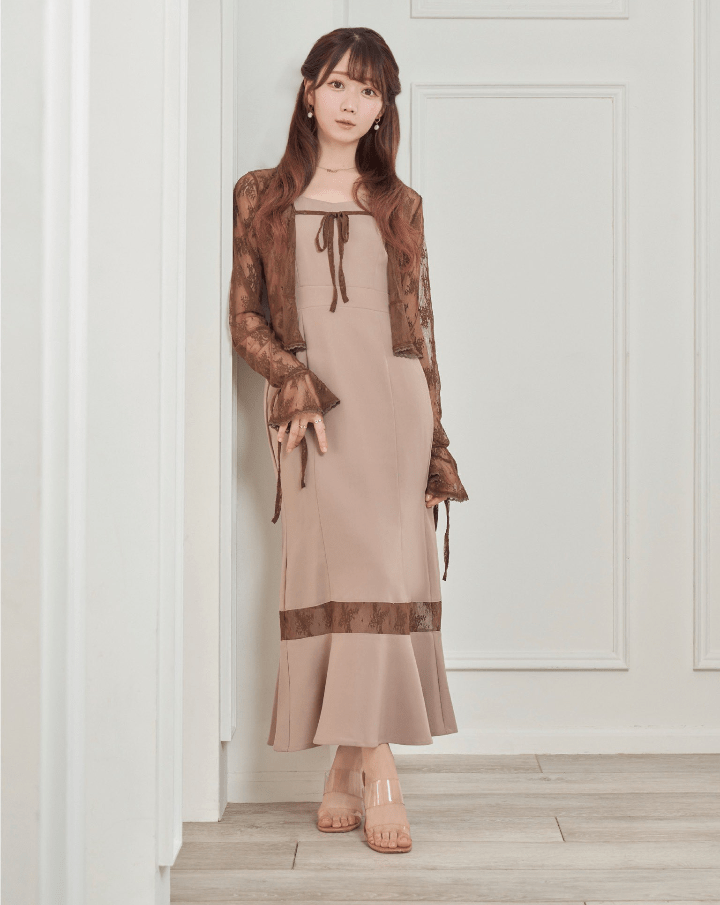 rose muse Lace bolero one-piece set