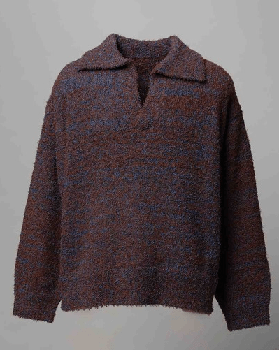 MAISON SPECIAL Mix Color Fancy Yarn Prime-Over Skipper Knit Pullover