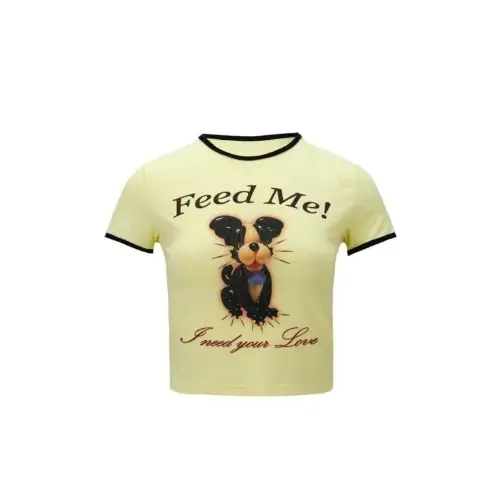 NODRESS feed me dog print cropped mini t-shirt
