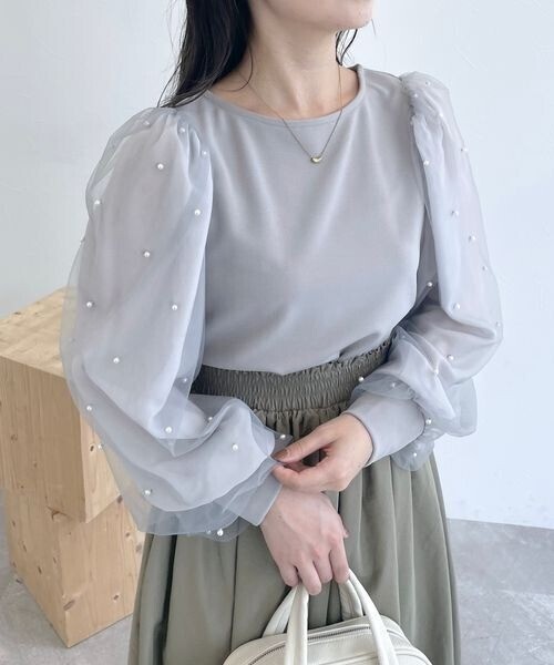 mysty woman パールシアースリーブプルオーバー