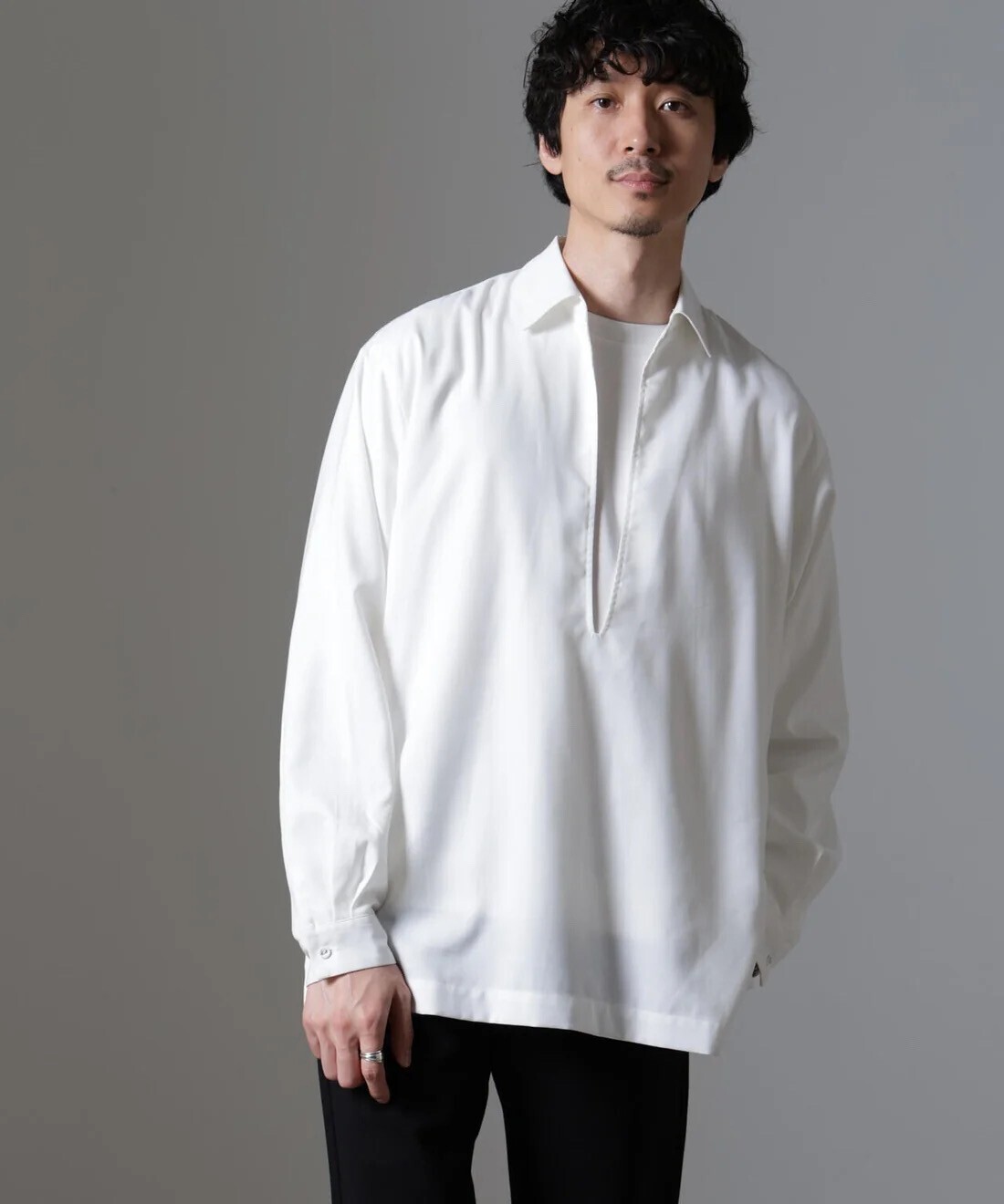 NANO universe ドレープスキッパーシャツ 長袖
