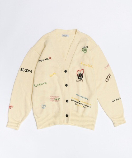 MAISON SPECIAL Life Word Embroidery Knit Cardigan