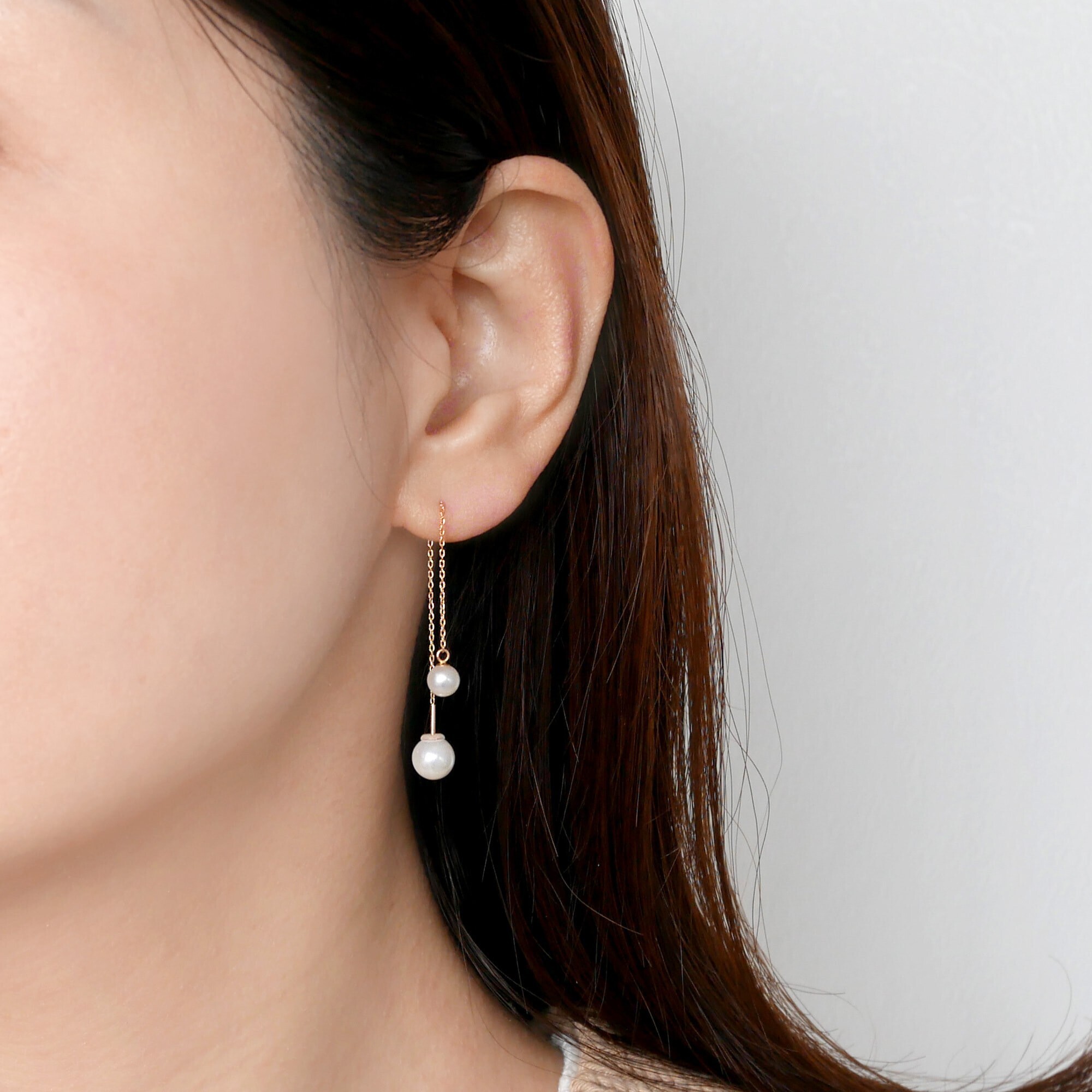 Vendome Aoyama パール ダブルキャッチ チェーンピアス