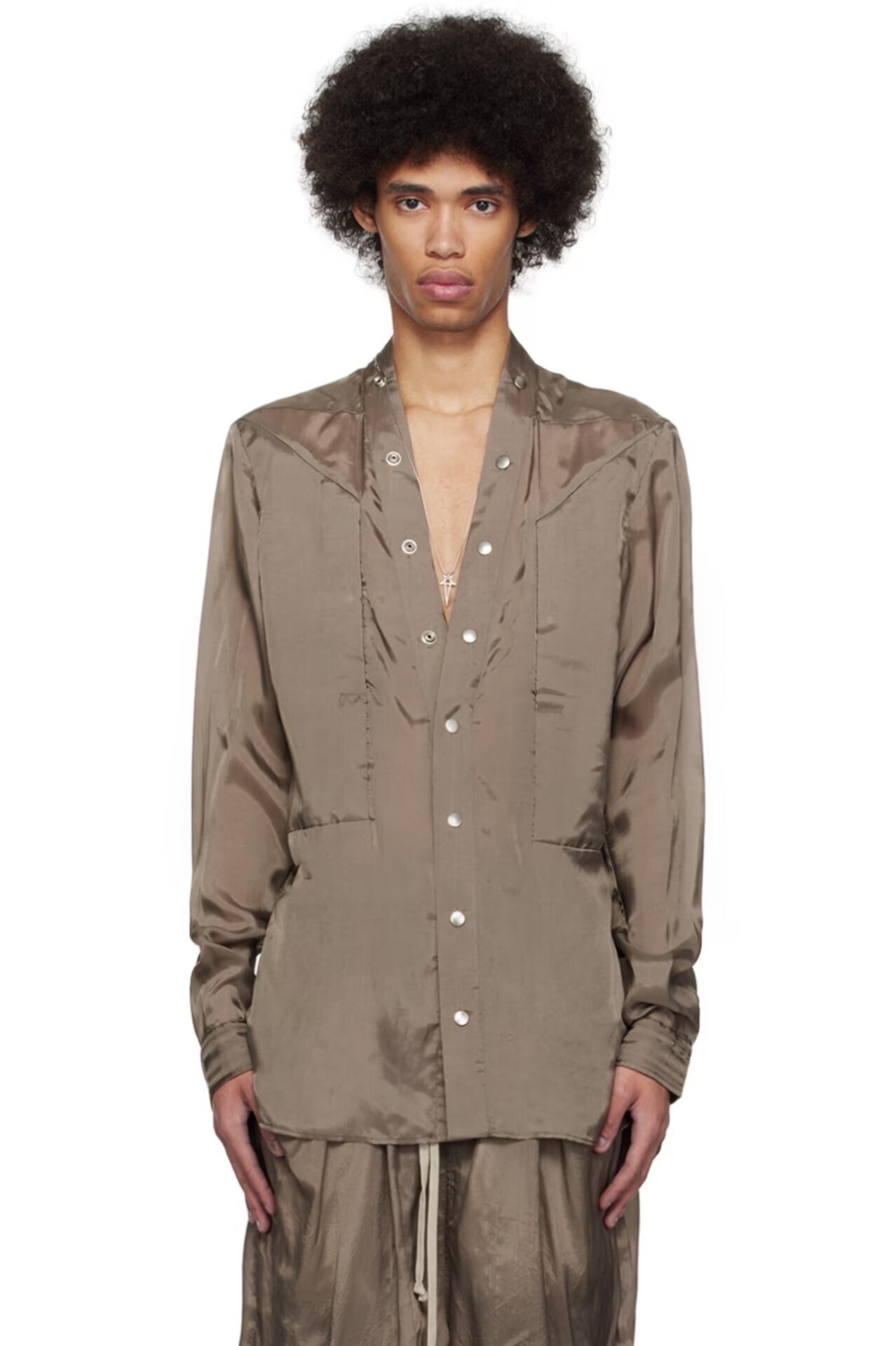 RICK OWENS グレー Larry Fogpocket シャツ