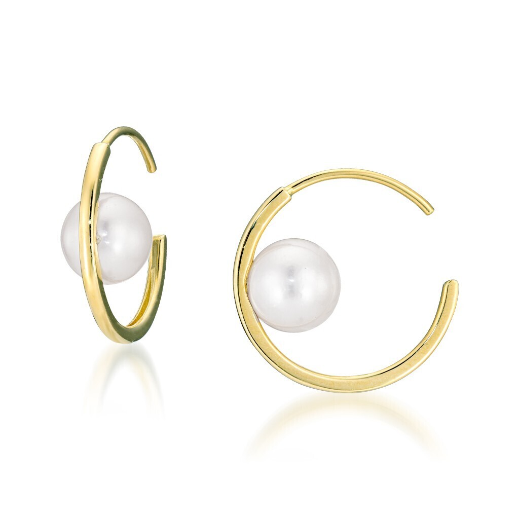 STAR JEWELRY K10 ピアス PEARL HOOP PIERCED EARRINGS