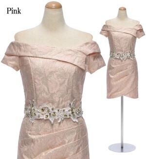 DressLine レースジャガード アシンメトリー オフショルダー セパレート ミニドレス