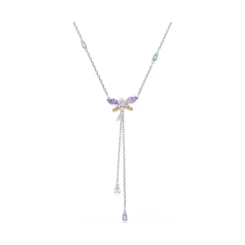 SWAROVSKI Y字型ネックレス ミックスカット, トンボ, マルチカラー, ロジウム・プレーティング