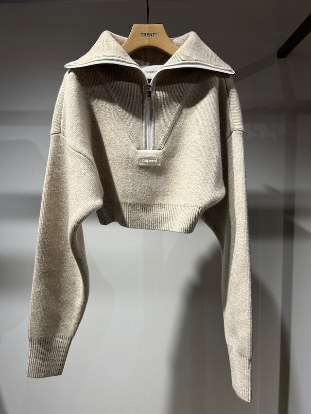 coperni HALF-ZIP BOXY CROPPED SWEATER