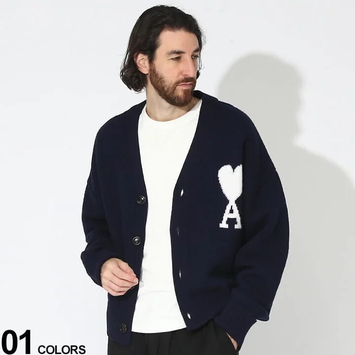 AMI PARIS 胸ロゴ ニット カーディガン