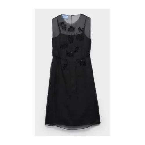 PRADA Embroidered silk cigaline dress