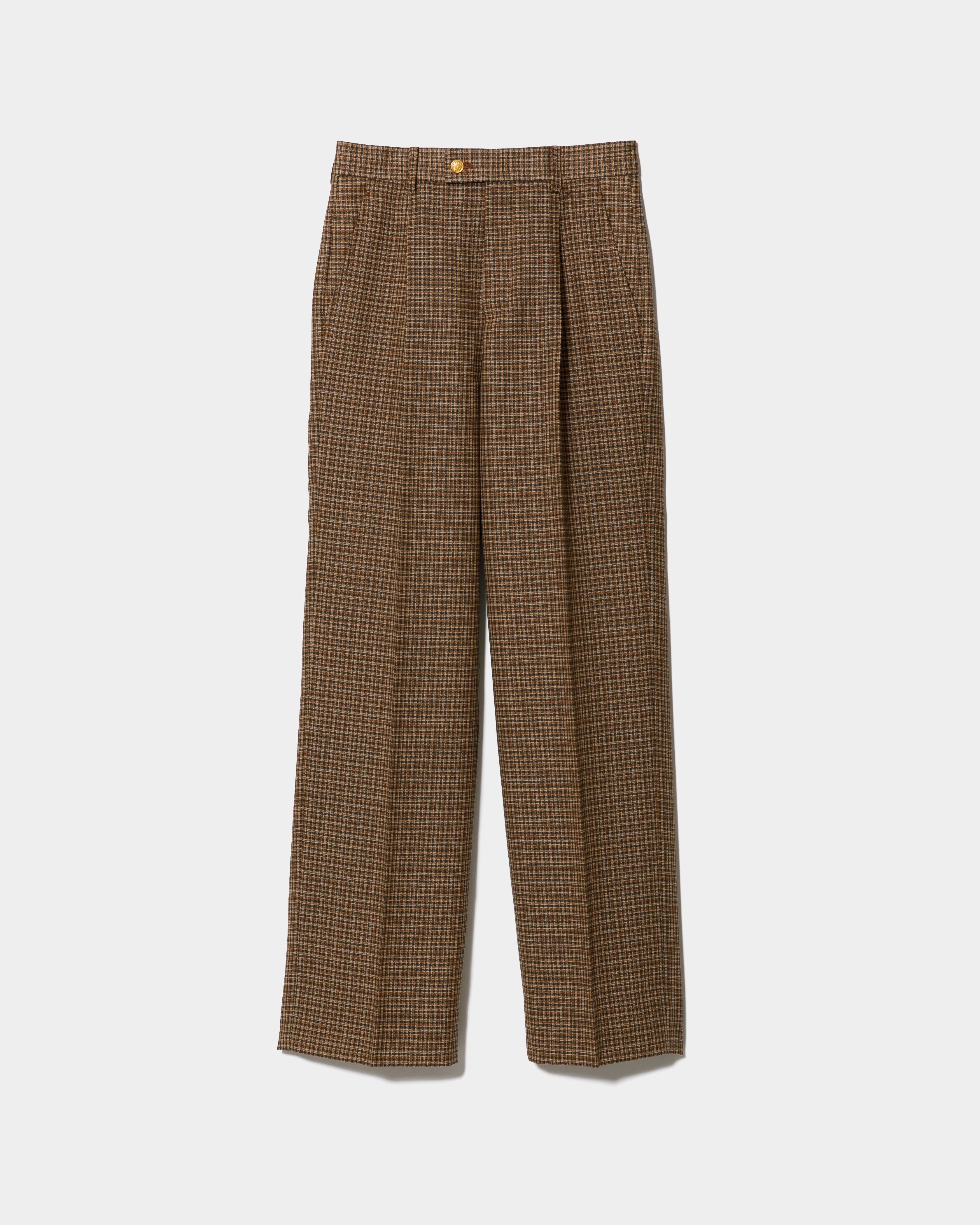 beautiful people fresco check suiting 1tuck straight pants