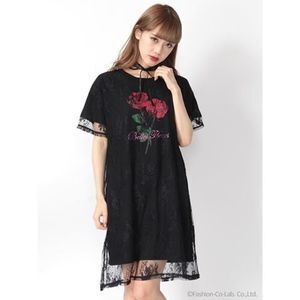 Ank Rouge レースレイヤードローズBigTシャツOP