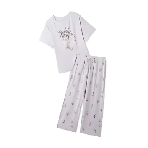 Gelato pique 「ONLINE限定」CAT柄ワンポイントTシャツ＆ロングパンツセット