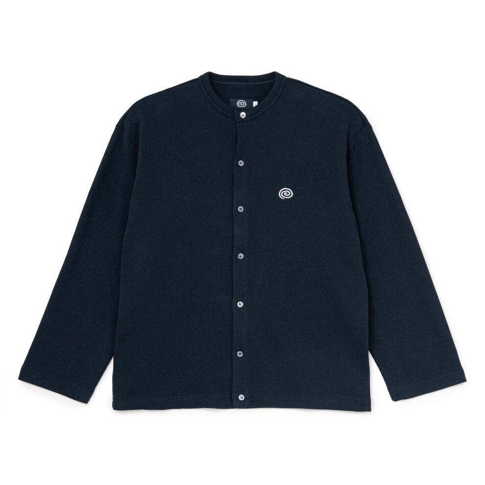 SOL soonerorlater Waffle Crewneck Cardigan (NAVY)