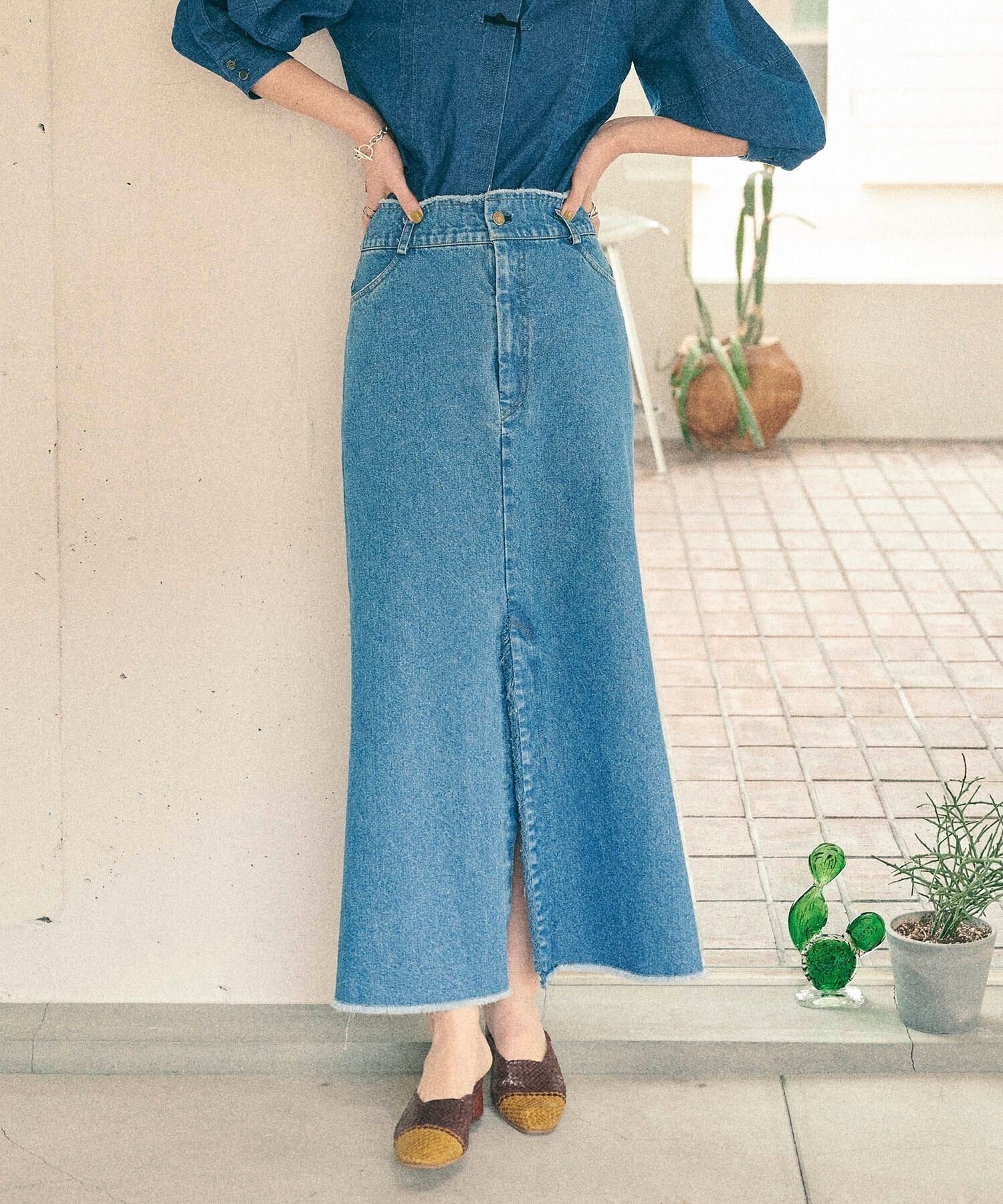 MATURED スリットデニムロングスカート