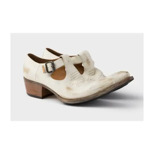 PRADA バックル付 アンティークレザー シューズ