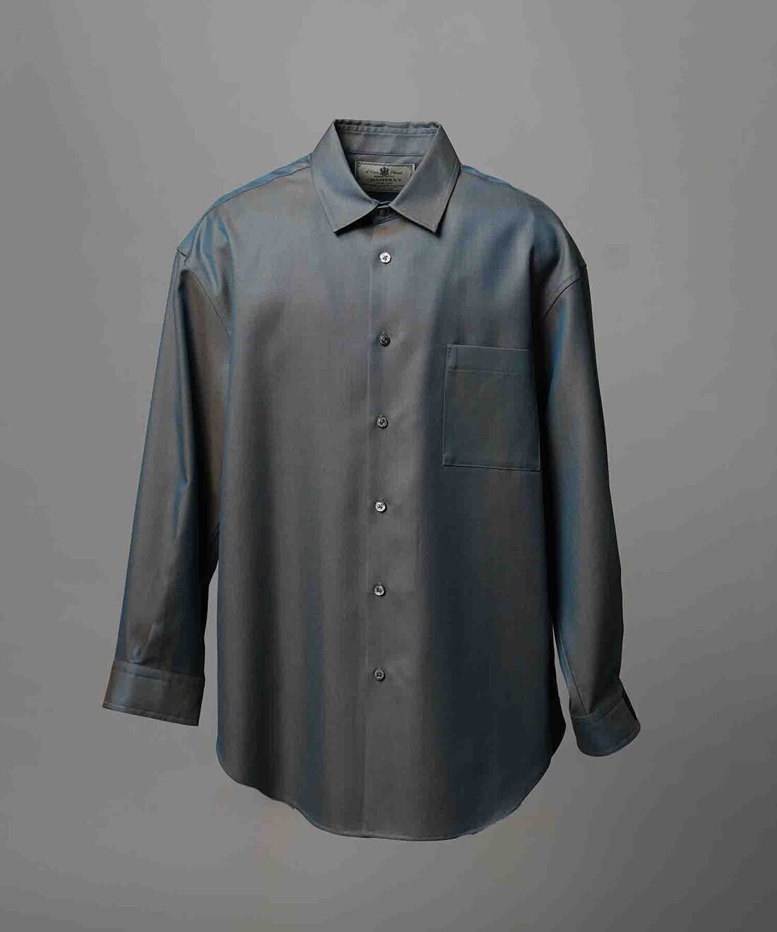 MAISON SPECIAL Chambray Washable Wool Prime-Over Regular Collar Shirt Coat