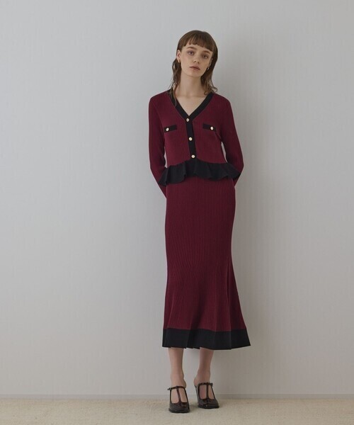 GRACE CONTINENTAL バイカラーニットワンピース