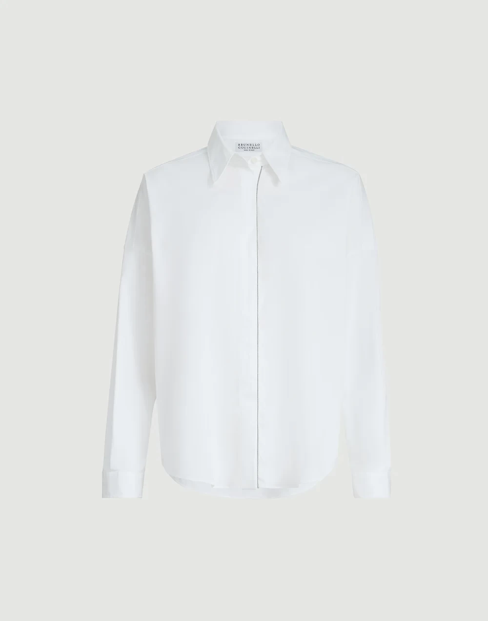Brunello Cucinelli シャイニートリム付き ストレッチコットンポプリンシャツ