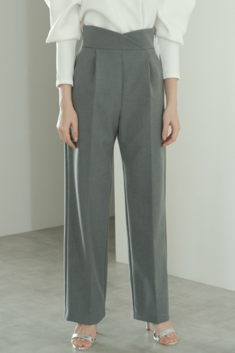 maison de Dolce. オーバーラップストレートパンツ【gray】