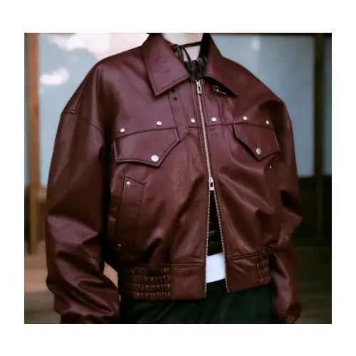 TANGENT FAKE LEATHER FRINGE BOMBER JACKET