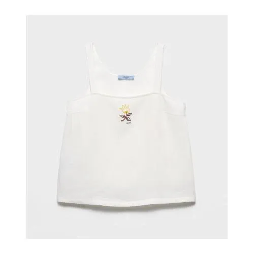 PRADA Embroidered linen top