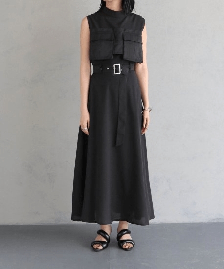 &g’aime FLAP POCKET FLARE DRESS/988-64404
