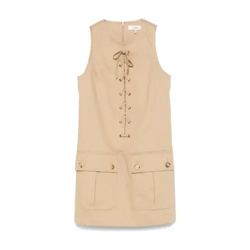 Chloé lace-up cotton mini dress